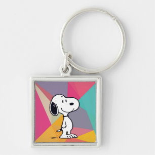Playful Beagle Cartoon Geometric Pop Art Keychain