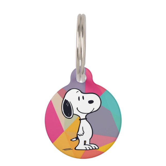 Playful Beagle Cartoon Geometric Pop Art Pet Tag (Front)