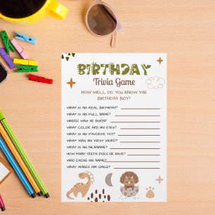 Playful Beige Birthday Trivia Game Fun Quiz Flyer