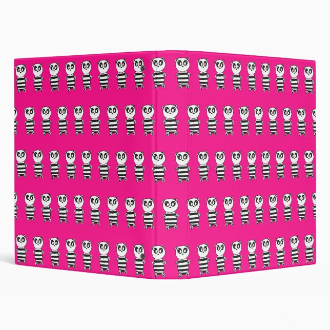 Playful Black and White Panda Art Binder (Background)