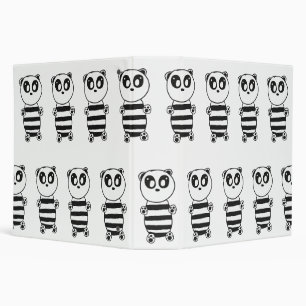 Playful Black and White Panda Art Binder