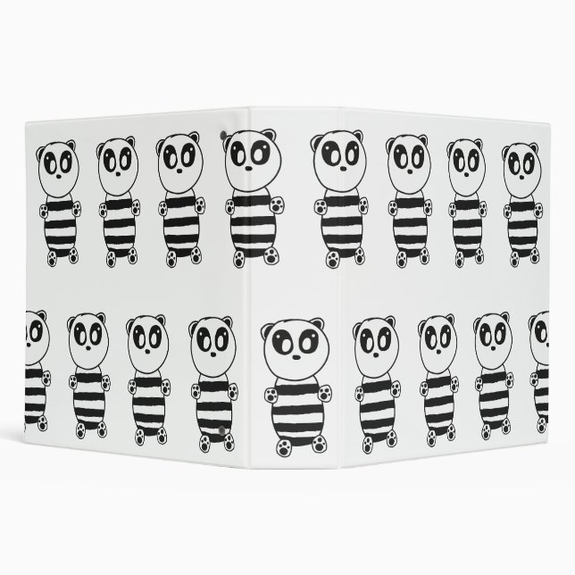 Playful Black and White Panda Art Binder (Background)