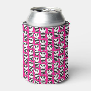 Playful Black and White Panda Art Can Cooler