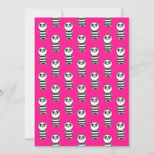 Playful Black and White Panda Art Card