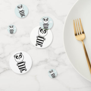 Playful Black and White Panda Art Confetti