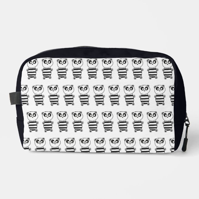 Playful Black and White Panda Art Dopp Kit (Front)