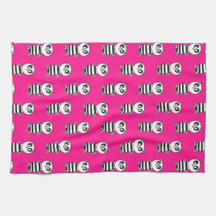 Playful Black and White Panda Art Kitchen Towel
