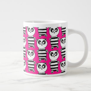 Playful Black and White Panda Art Large Coffee Mug