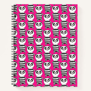 Playful Black and White Panda Art Notebook