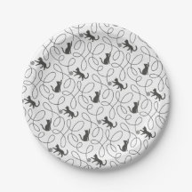 Playful Black Cat and Yarn Ball Pattern