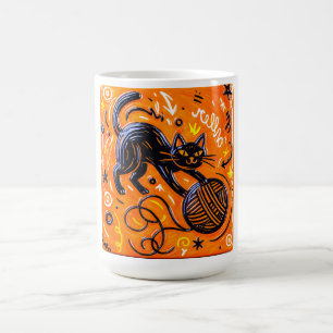 Playful Black Cat Coffee Mug