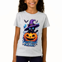 Playful Black Cat In Witch Hat For Halloween