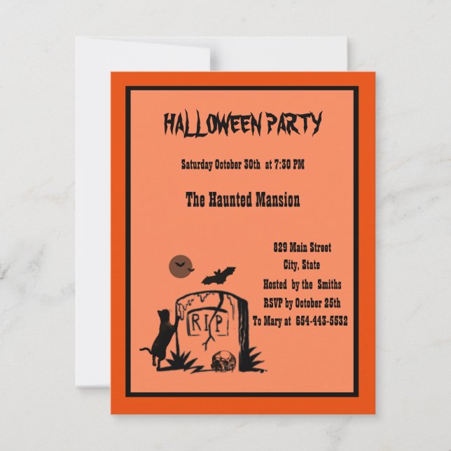 Playful Black Cat Invitation Card Template (Front)