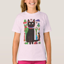 Playful Black Cat with Colourful Abstract Accents