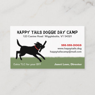 Playful Black Labrador Retriever   Dog Pet Care Business Card