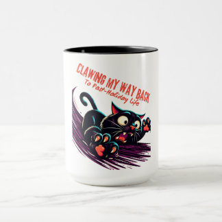 Playful Black Purple Cat Post Holiday Life Mug