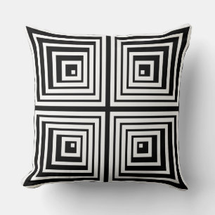 Playful Black & White Nested Star Formation Throw Pillow
