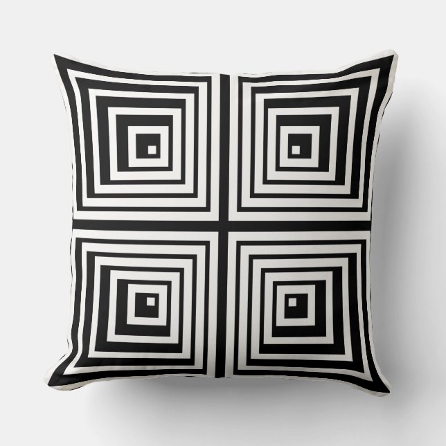 Playful Black & White Nested Star Formation  Throw Pillow (Front)