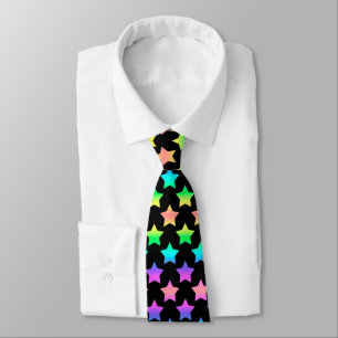 Playful Black with Pastel Ombre Stars Tie