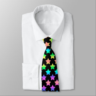 Playful Black with Pastel Ombre Stars Tie