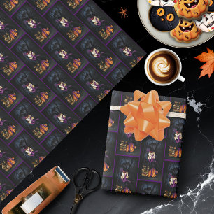 Playful Blonde Witch Pumpkin Purple Fantasy  Wrapping Paper