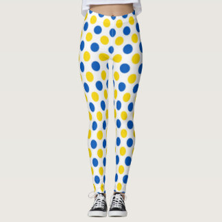Playful Blue and Yellow Polka Dot Leggings