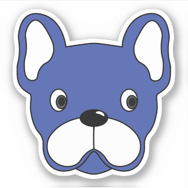 Playful Blue Bulldog 3"x3" Vinyl Sticker (Front)