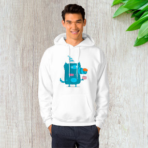 Playful Blue Cartoon Monster with Party Hat Hoodie