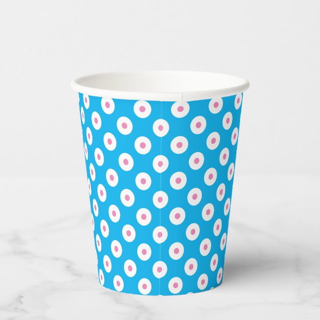 Playful Blue Cup with Pink and White Polka-Dots (Right)