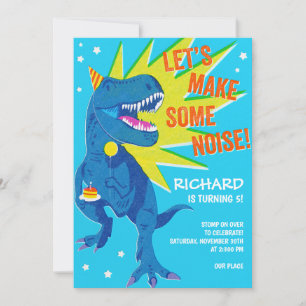 Playful blue dinosaur birthday  invitation