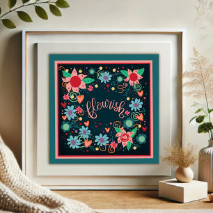 Playful Blue Flourish Inspirational Pretty Photo Print