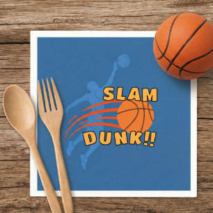 Playful Blue Slam Dunk Basketball Birthday Napkin