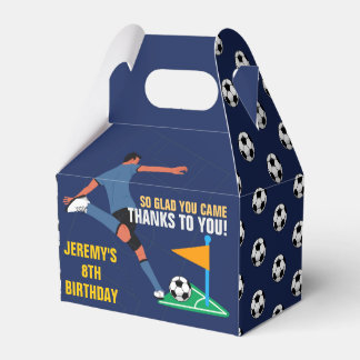 Playful Blue Soccer Birthday Kids Favor Box