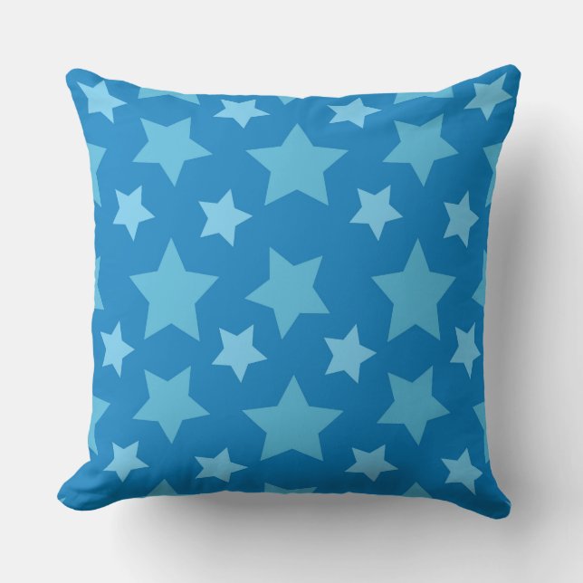Playful Blue Star Pattern for Cheerful Design Throw Pillow (Front)