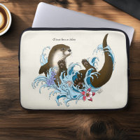 Playful Blue Whimsical River Otter Splash Cute