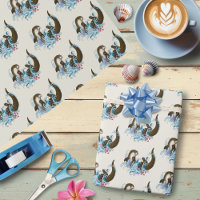 Playful Blue Whimsical River Otter Splash Cute