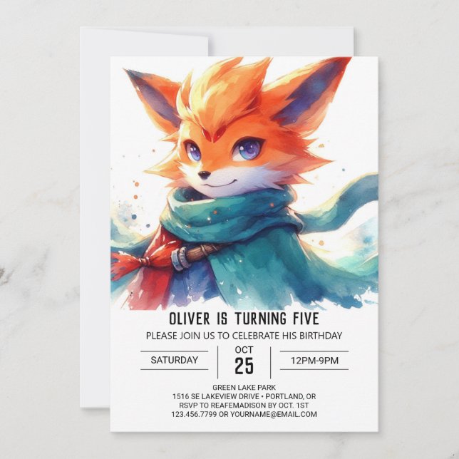 Playful Bohemian Fox Birthday Invitation (Front)