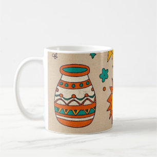 Playful Bohemian Patterns Hand-drawn suns, moons Coffee Mug