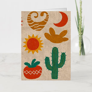 Playful Bohemian Patterns Hand-drawn suns, moons Foil Greeting Card