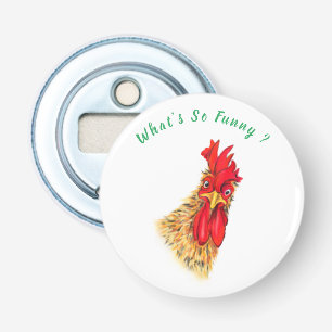 Playful Bottle Opener Surprised Curious Rooster