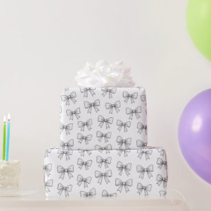 Playful Bow Doodle Pattern Neutral  Wrapping Paper