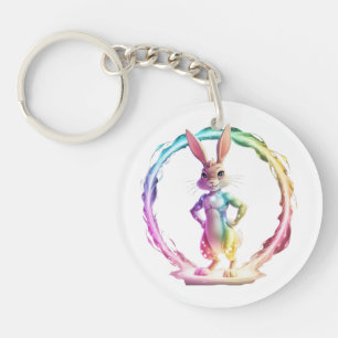 Playful Bunny Bliss Keychain