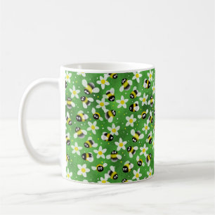 Playful Buzzing Bees (Bottle Green) Coffee Mug