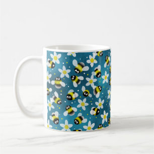 Playful Buzzing Bees (Burnt Orange) Latte Mug