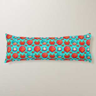 Playful Cartoon Crabs and Seashells Pattern Body Pillow
