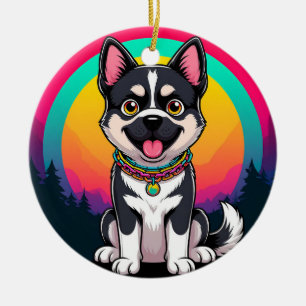 Playful Cartoon Dog Ceramic Ornament