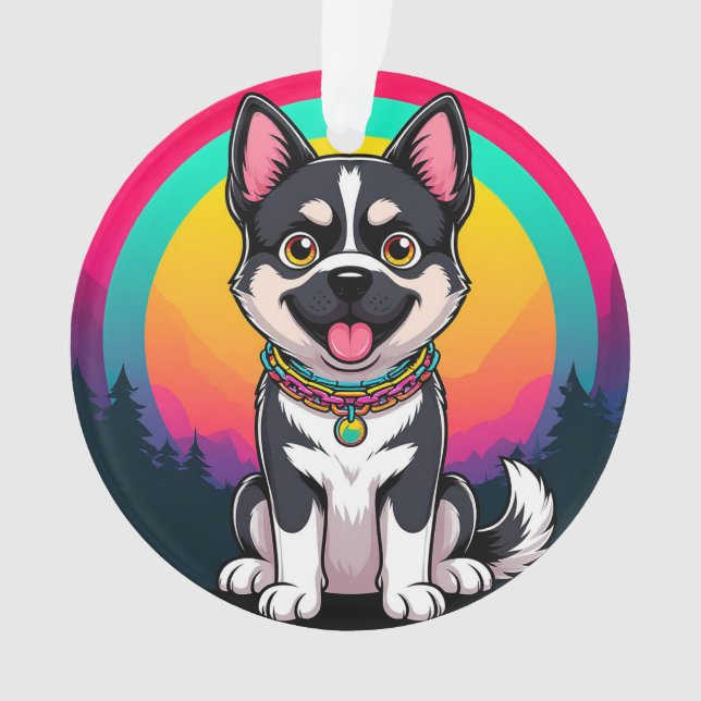 Playful Cartoon Dog Ornament (Front)