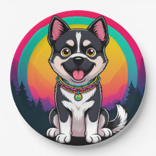 Playful Cartoon Dog Paper Plate