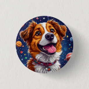Playful Cartoon Dog with Vibrant Colours 1 Inch Round Button