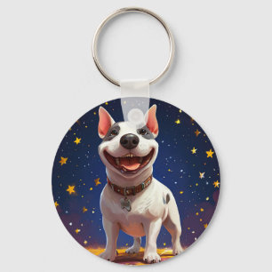 Playful Cartoon Dog with Vibrant Colours Keychain